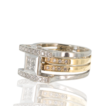Two-Tone Gold | Wide Freeform Design | Princess &amp; Pavé Diamonds