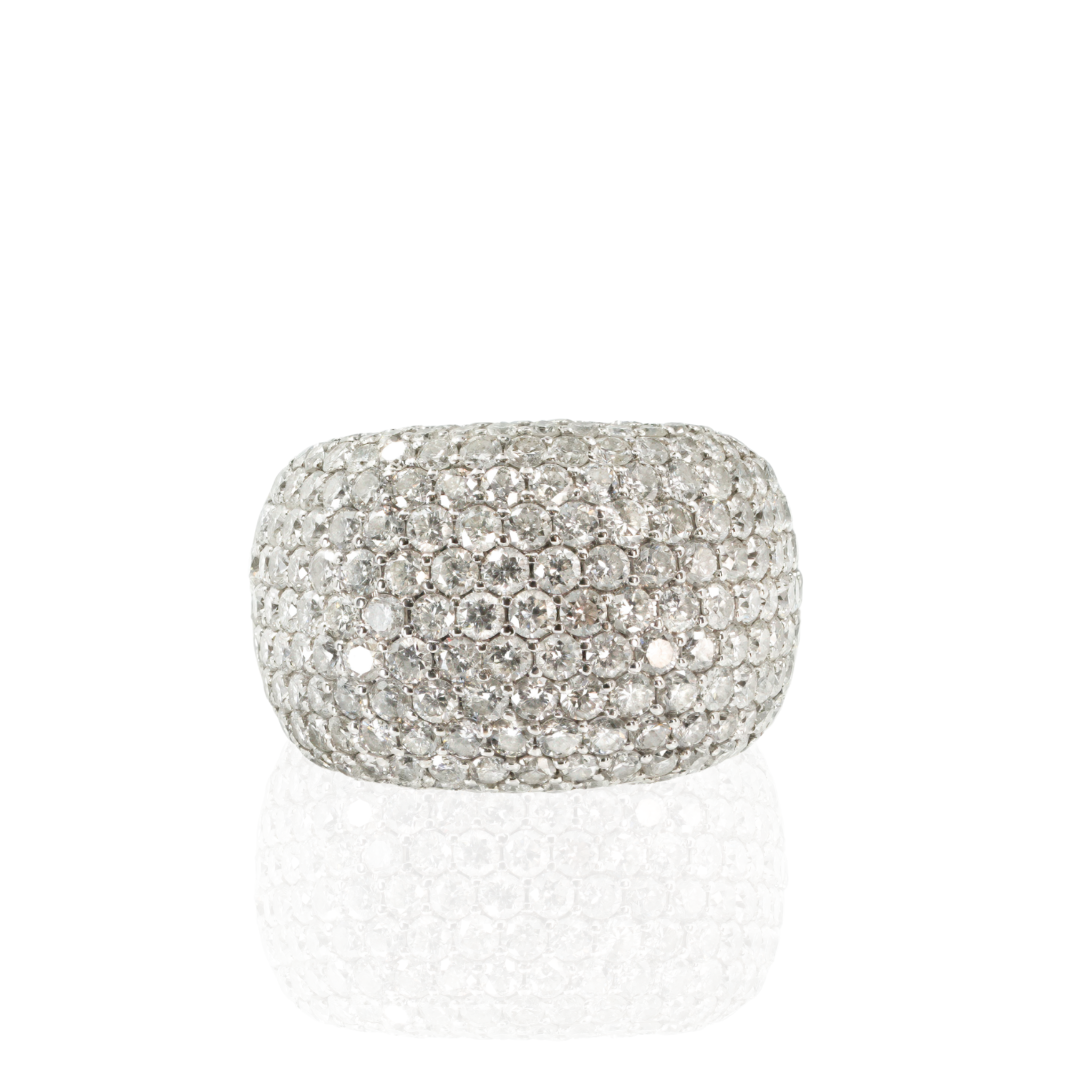 14K White Gold Pavé Diamond Dome Ring | 4ctw Statement Ring Size 8.25