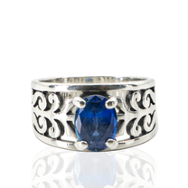 James Avery Sterling Silver "Adores" Blue Sapphire Ring — Size 6