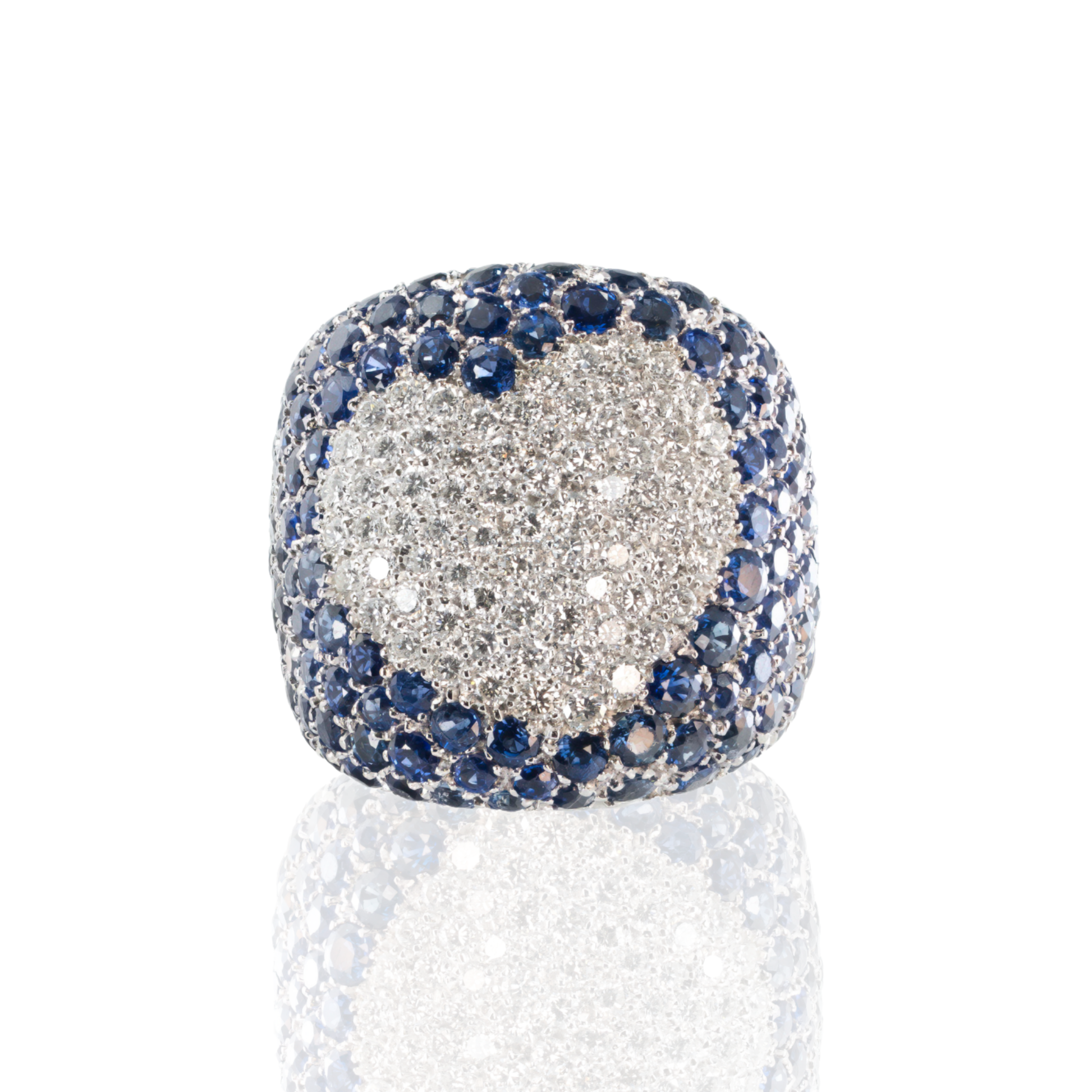 Pasquale Bruni Italian 18K White Gold Blue Sapphire &amp; Diamond Heart Ring | Size 8
