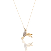 14K Yellow Gold | Hummingbird Pendant | Diamond Accents