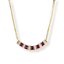 14K Yellow Gold Ruby &amp; Diamond Necklace 18"