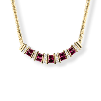 14K Yellow Gold Ruby &amp; Diamond Necklace 18"