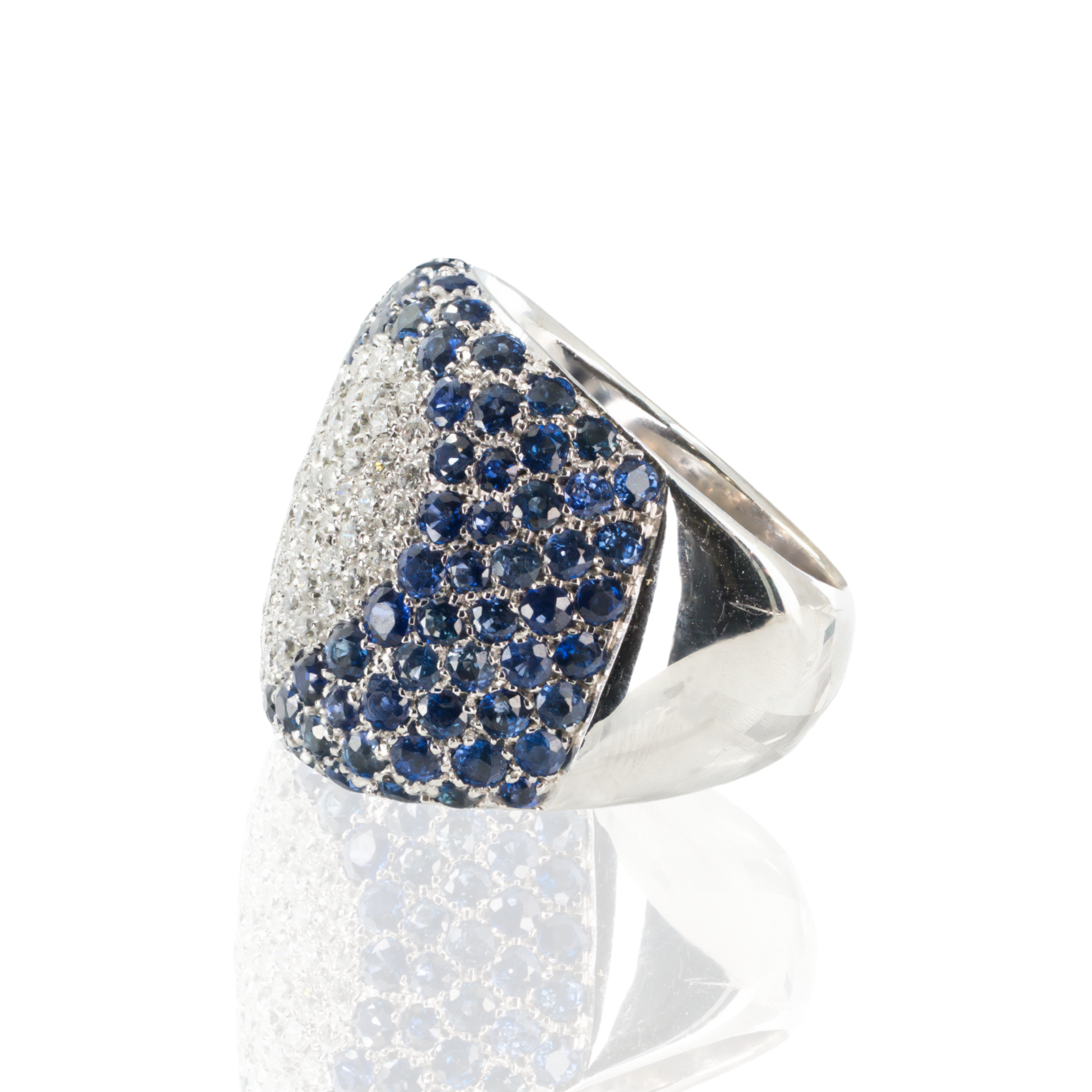 Pasquale Bruni Italian 18K White Gold Blue Sapphire &amp; Diamond Heart Ring | Size 8