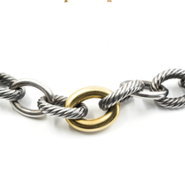 David Yurman Sterling Silver &amp; 18k Yellow Gold Madison Chain Link Necklace — 18.5