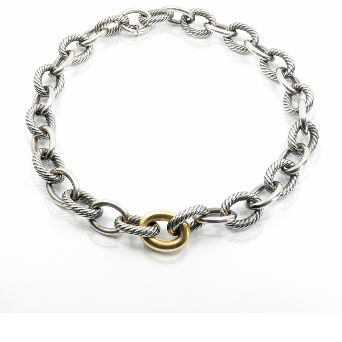 David Yurman Sterling Silver &amp; 18k Yellow Gold Madison Chain Link Necklace — 18.5