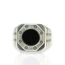 Mens Black Onyx Signet Ring