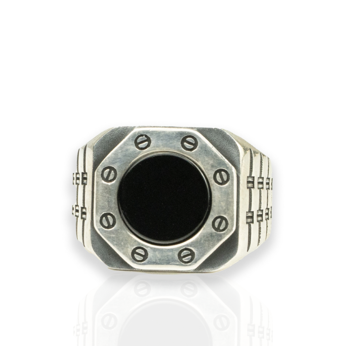 Mens Black Onyx Signet Ring