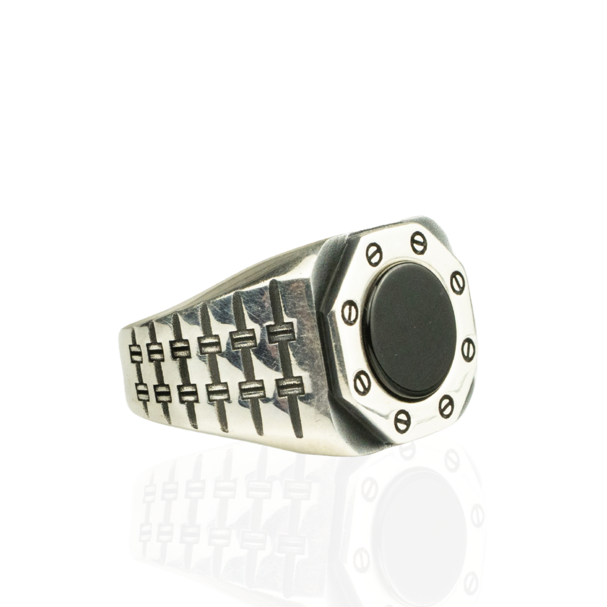Mens Black Onyx Signet Ring