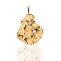14K Yellow Gold Nugget Diamond Pendant 12.7G