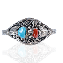 925 Sterling Silver | Southwestern Inspired Design | Turquoise &amp; Coral Hues