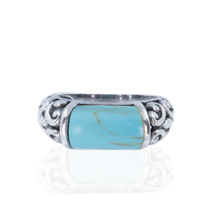 Sterling Silver Turquoise‑Tone Inlay Scroll Ring