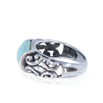 Sterling Silver Turquoise‑Tone Inlay Scroll Ring