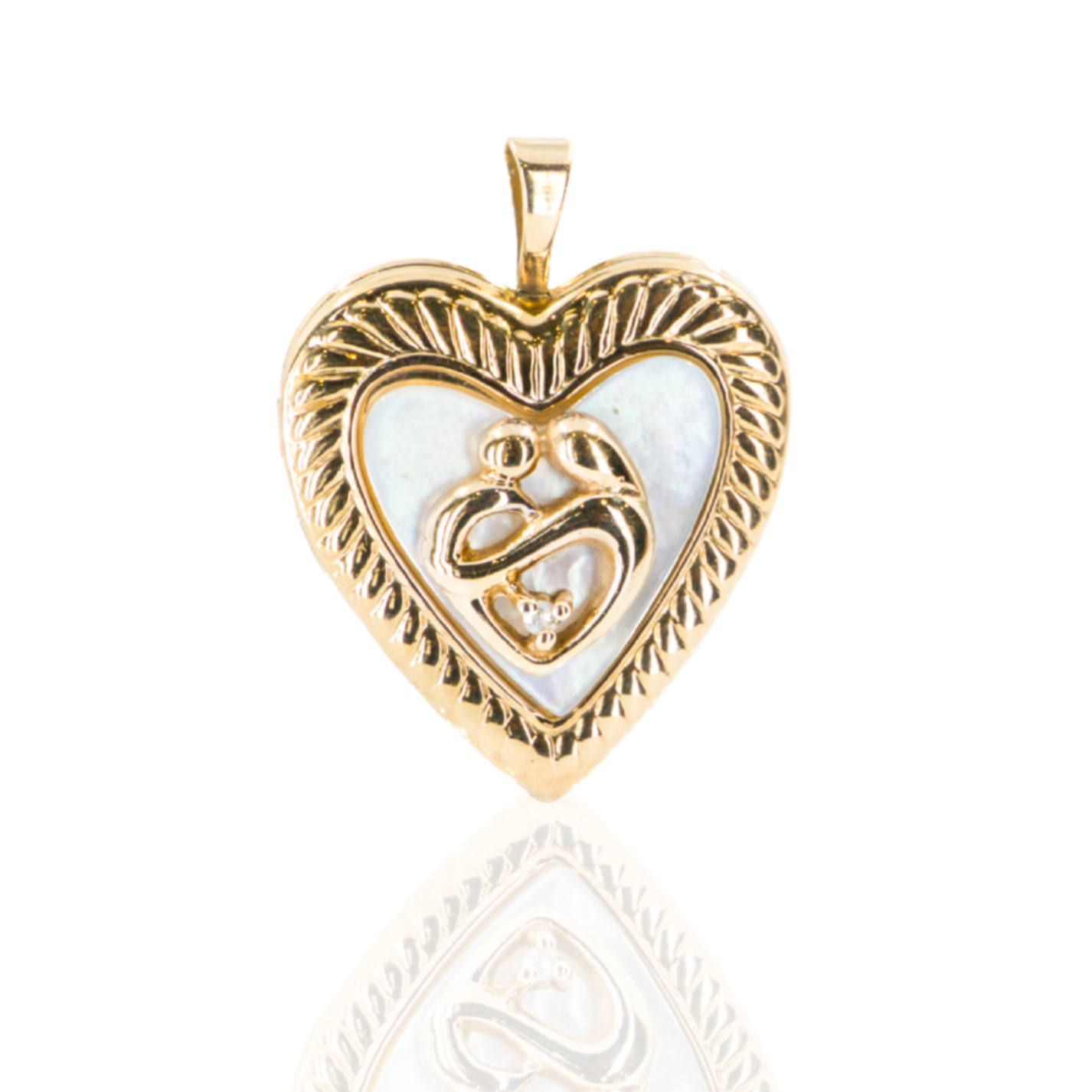 10K Yellow Gold Mother &amp; Child Heart Locket