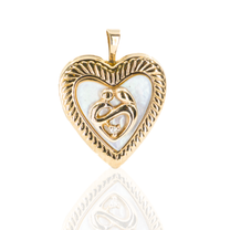 10K Yellow Gold Mother &amp; Child Heart Locket