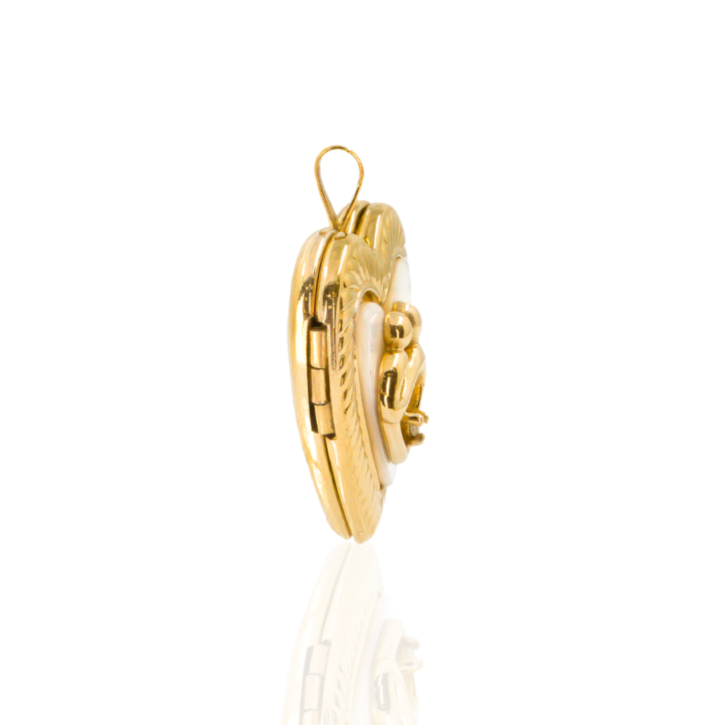 10K Yellow Gold Mother &amp; Child Heart Locket