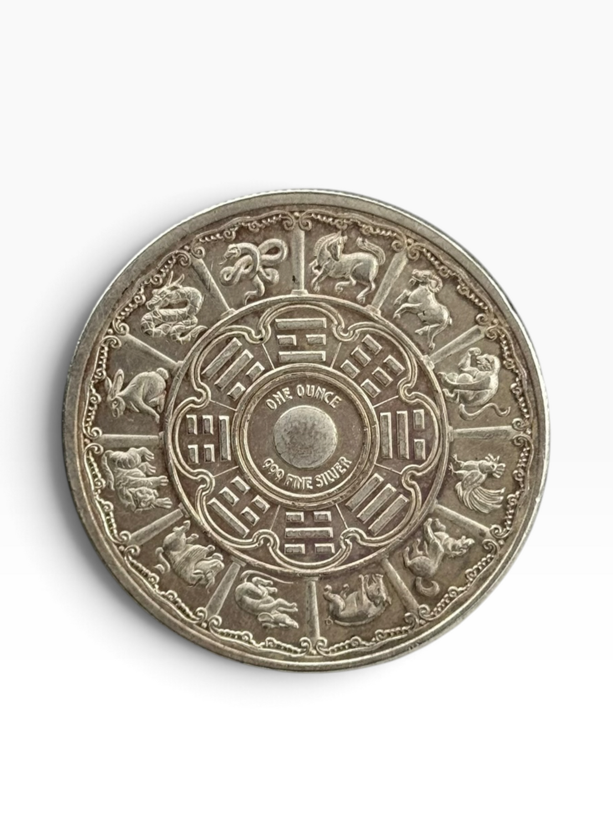 2024 Year of the Dragon 1 oz .999 Fine Silver Round – Naturally Toned Chinese Zodiac Bullion