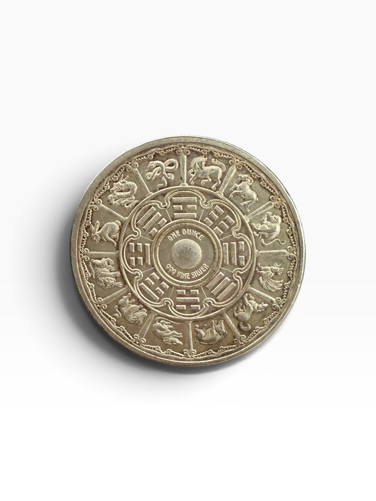 2024 Year of the Dragon 1 oz .999 Fine Silver Round – Naturally Toned Chinese Zodiac Bullion
