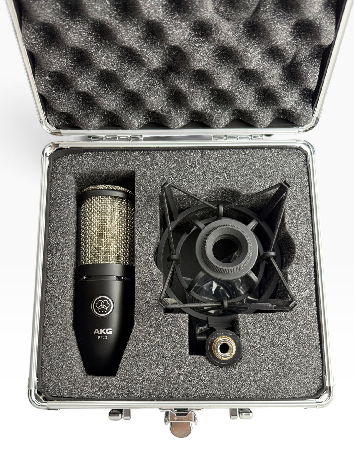 AKG P220 Project Studio Large-Diaphragm Condenser Microphone w/ Spider Shockmount &amp; Aluminum Case – Open Box
