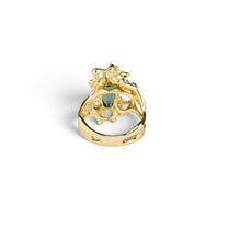 14K Gold Green Gemstone Ring Size 8.5
