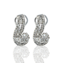 14K White Gold | 1.5ctw Diamond Swirl Earrings | Mixed Cut