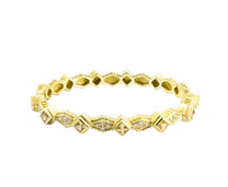 18K Yellow Gold Art Deco Diamond &amp; Sapphire Eternity Bangle | 35g
