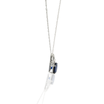 10K White Gold | Oval Blue Stone Pendant | Four-Prong Setting