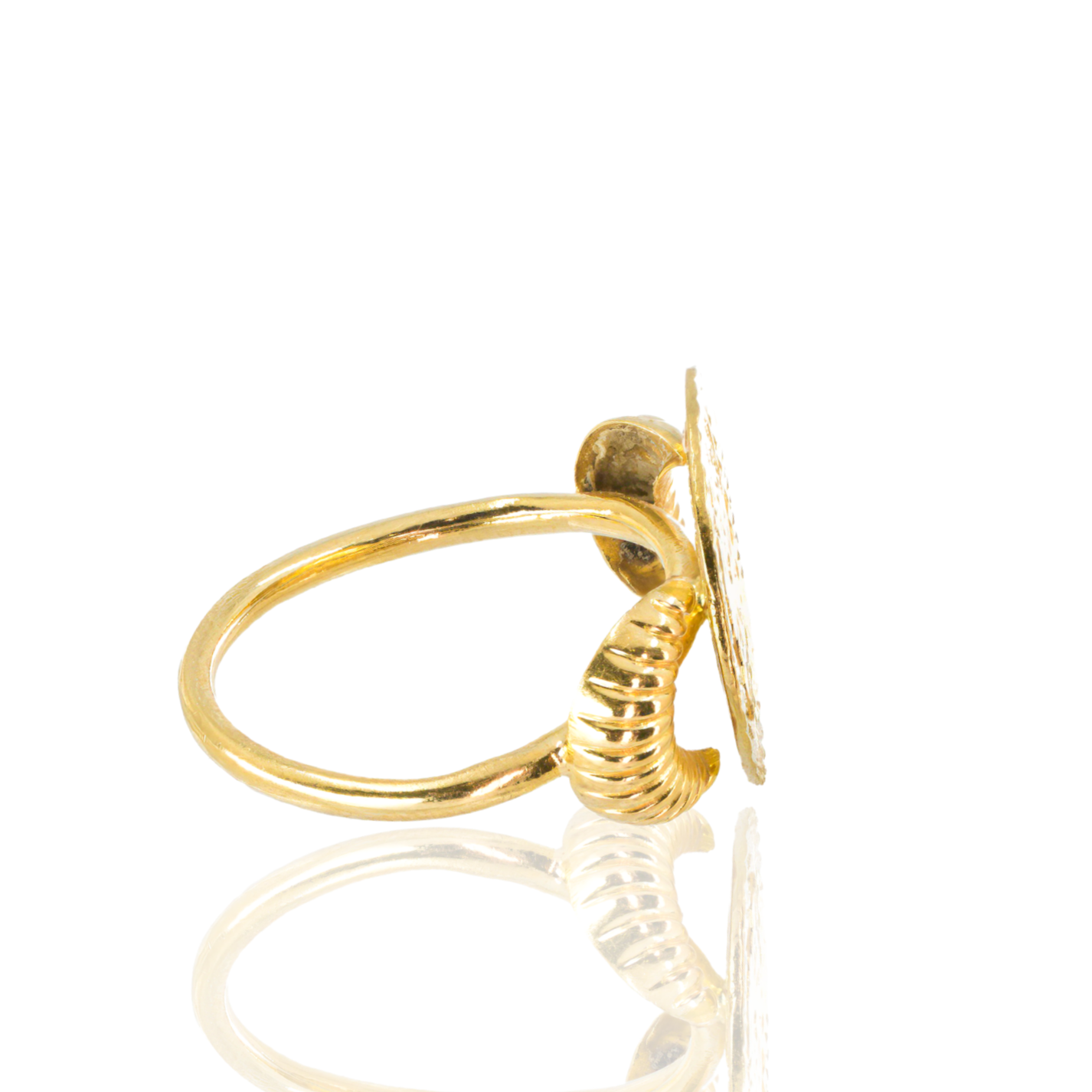 18K Yellow Gold | Roman-Inspired Coin Ring | Byzantine Style