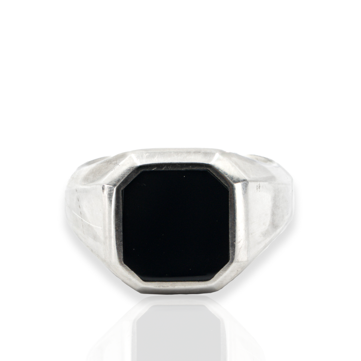 David Yurman Sterling Silver Black Onyx Geometric Signet Ring — Size 7