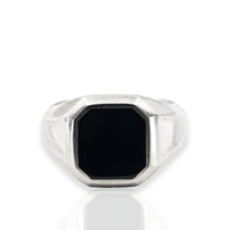 David Yurman Sterling Silver Black Onyx Geometric Signet Ring — Size 7