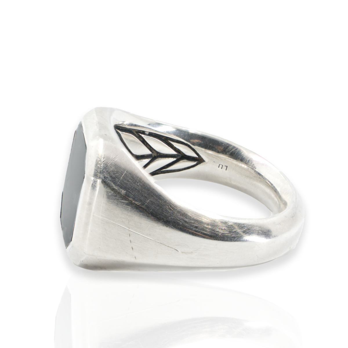 David Yurman Sterling Silver Black Onyx Geometric Signet Ring — Size 7