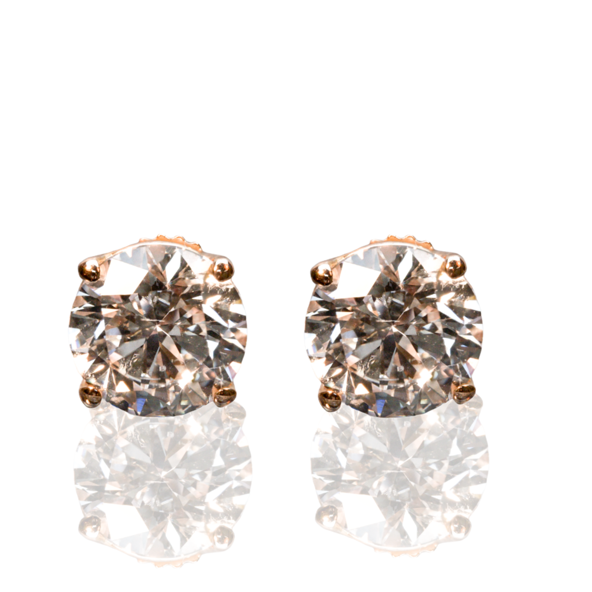 14K Rose Gold | 2ctw Lab Diamond Studs | Brilliant Cut