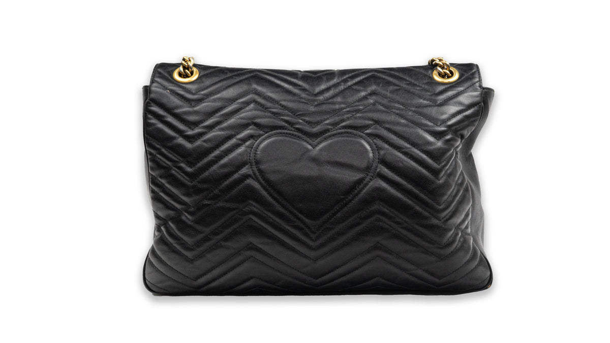 Gucci GG Marmont XL Black Leather Shoulder Bag