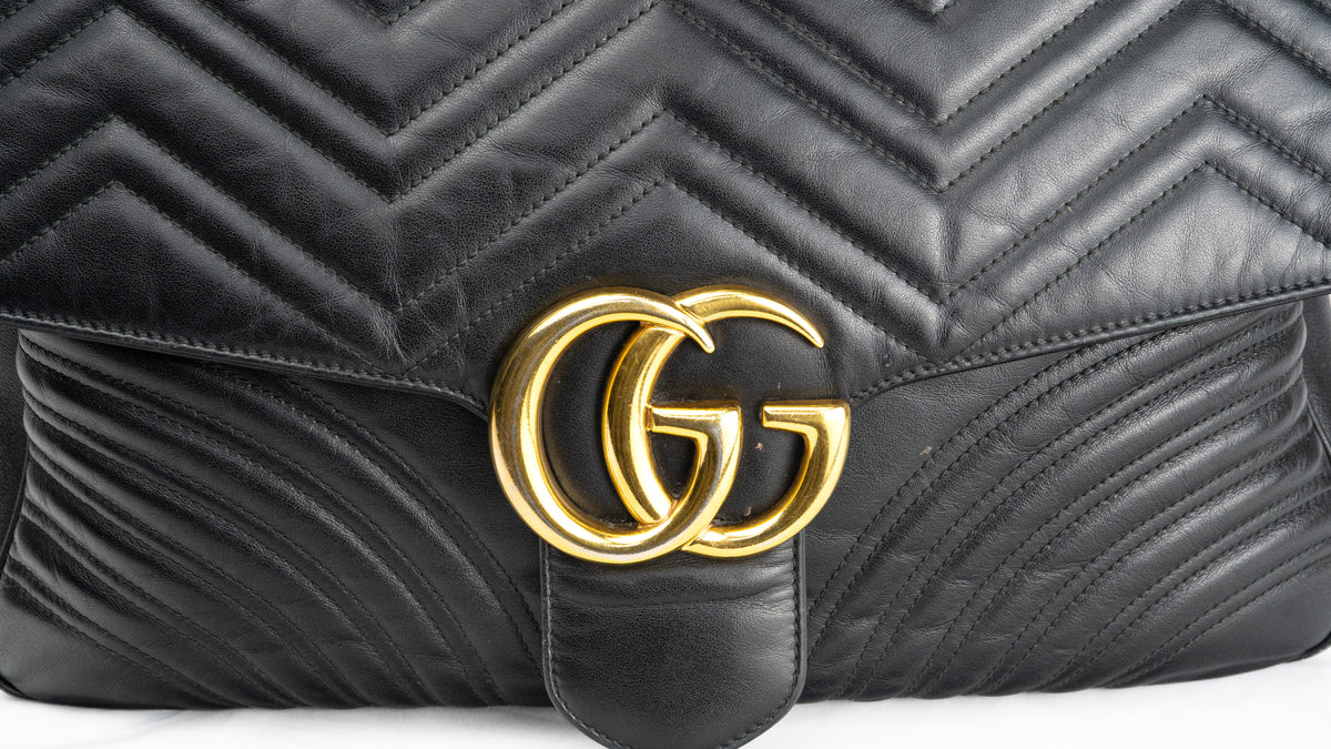 Gucci GG Marmont XL Black Leather Shoulder Bag