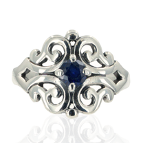 James Avery Sterling Silver Spanish Lace Ring with Lab-Created Blue Sapphire – Size 9.5