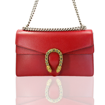 Gucci Dionysus Medium Red Leather Shoulder Bag | Iconic Double Tiger Head Closure