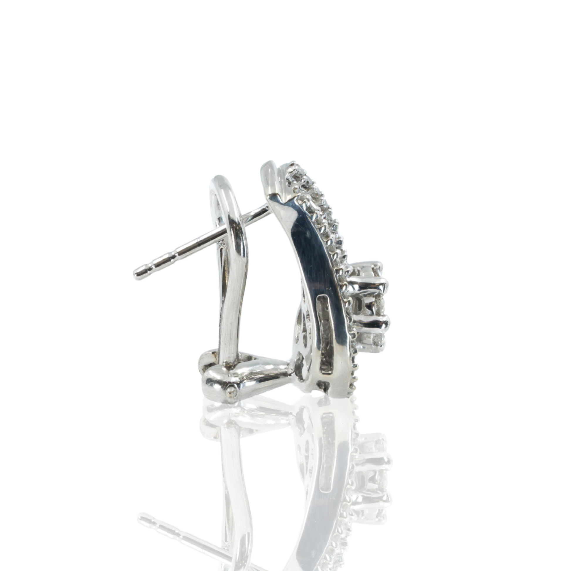 14K White Gold | 1.5ctw Diamond Swirl Earrings | Mixed Cut