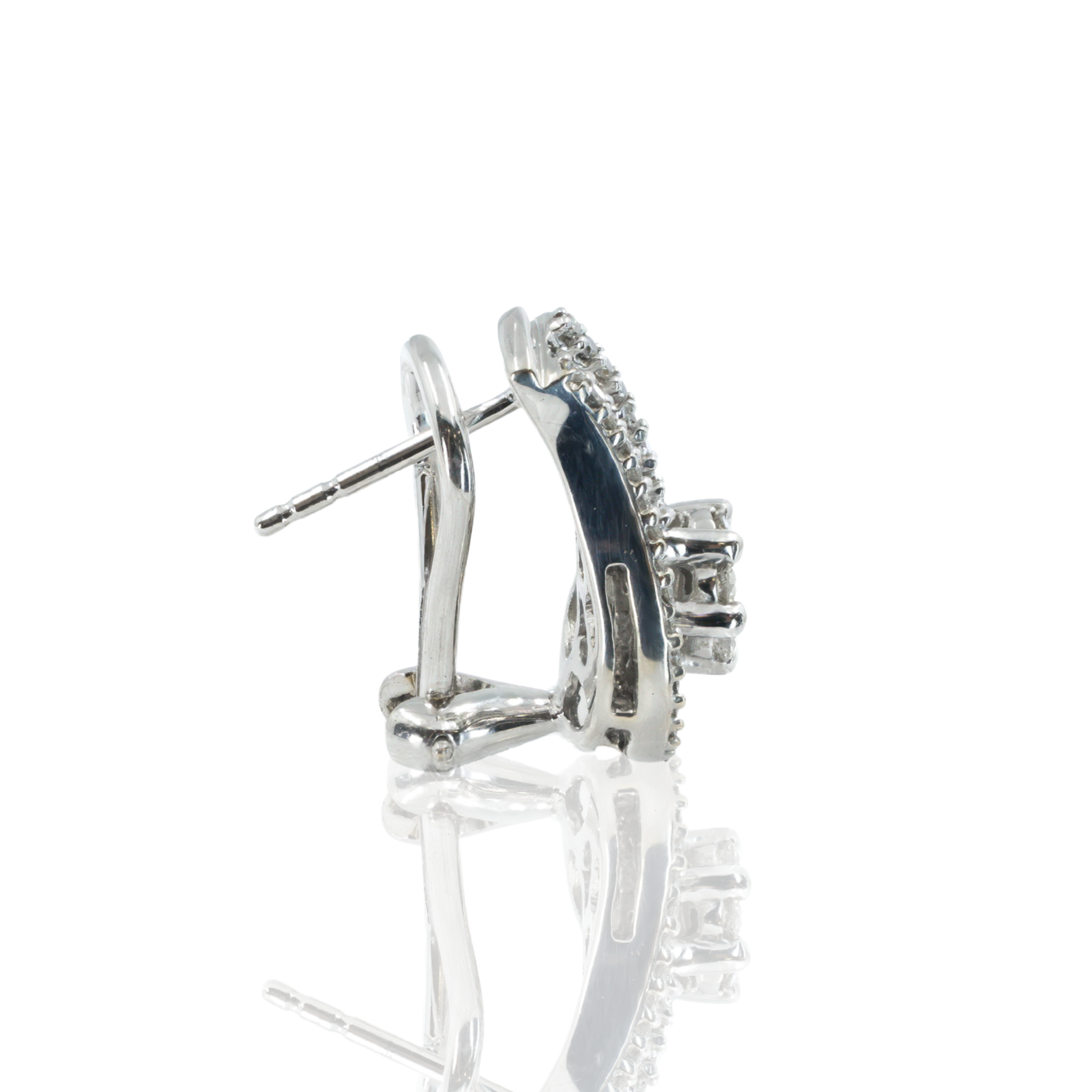 14K White Gold | 1.5ctw Diamond Swirl Earrings | Mixed Cut
