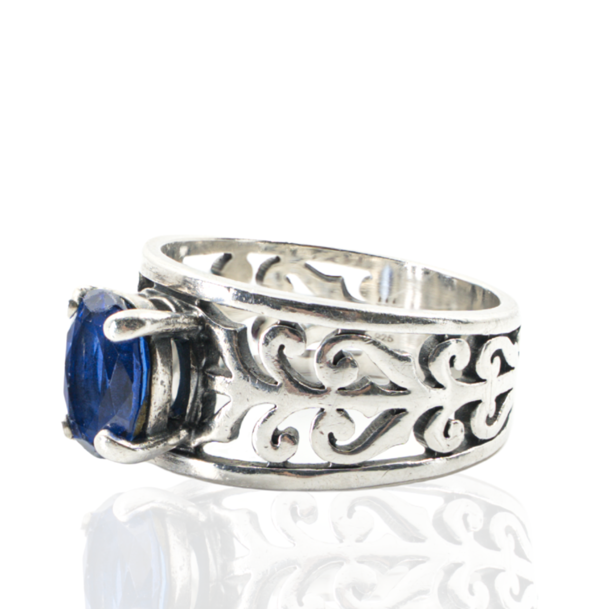 James Avery Sterling Silver "Adores" Blue Sapphire Ring — Size 6