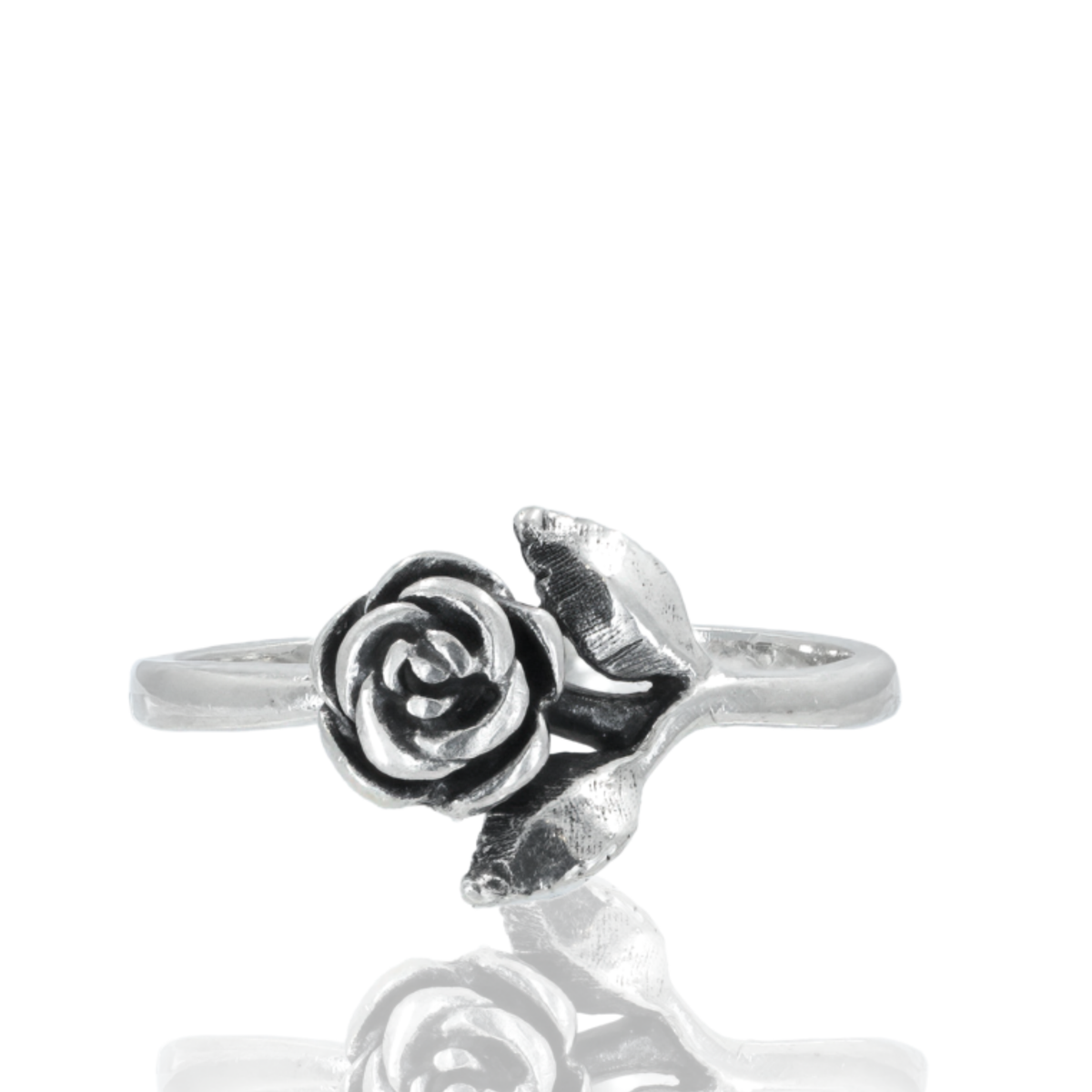 James Avery Sterling Silver Small Rose Ring with Leaf Accents – Size 9