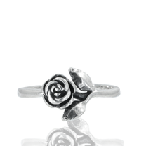 James Avery Sterling Silver Small Rose Ring with Leaf Accents – Size 9
